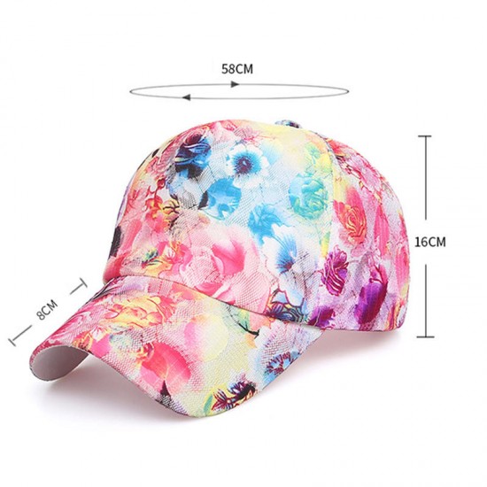 Women Summer Outdoor Lace Fashion Baseball Cap Flower Cloth Breathable Sunshade Hat