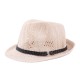 Women Summer Outdoor Mesh Breathable Jazz Hat Leather Belt Crimping Panama Hat