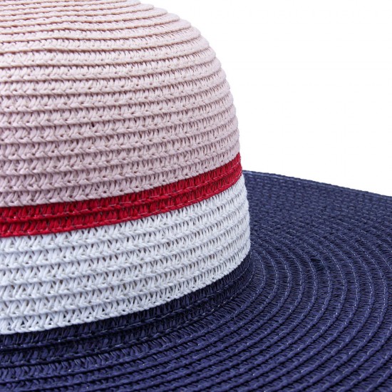 Women Summer Outdoor Multicolor Wide Brim Straw Hat Beach Sunshade Visor Hat