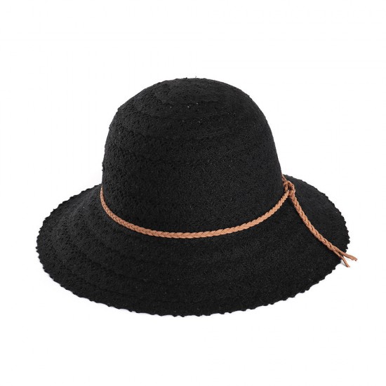 Women Summer Outdoor Petal Pattern Sunscreen Woven Straw Hat Adjustable Breathable Hat