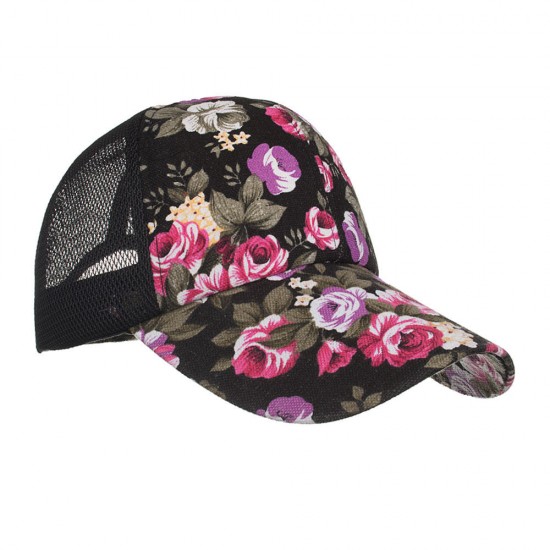 Women Summer Outdoor Print Breathable Mesh Baseball Cap Casual Adjustable Visor Hat