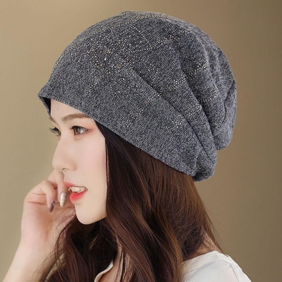 Women Summer Polyester Double Layers Beanie Cap Outdoor Earmuffs Flexible Turban Cap