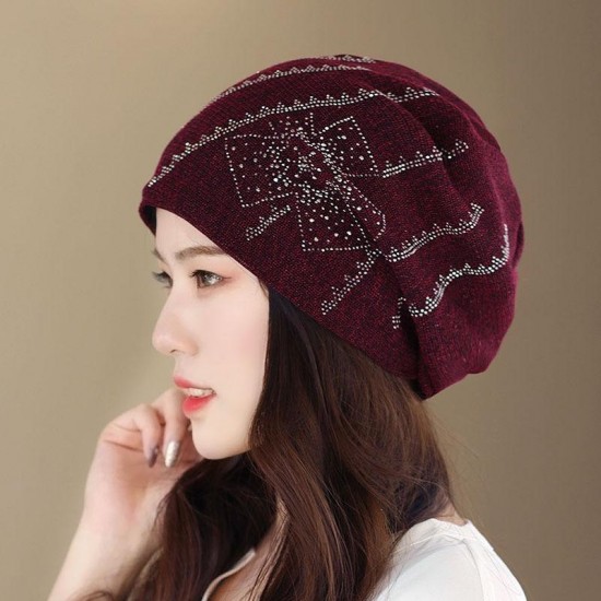 Women Summer Polyester Double Layers Beanie Cap Outdoor Earmuffs Flexible Turban Cap