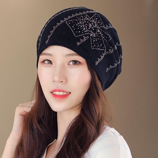 Women Summer Polyester Double Layers Beanie Cap Outdoor Earmuffs Flexible Turban Cap