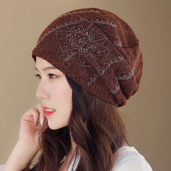 Women Summer Polyester Double Layers Beanie Cap Outdoor Earmuffs Flexible Turban Cap