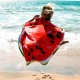 Women Summer Round Watermelon Printing Beach Towel Multi-Purpose Sunscreen Shawl Scarf