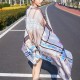 Women Summer Satin Sunscreen Beach Shawl Scarves Long Oversized Printing Scarf