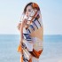 Women Summer Satin Sunscreen Beach Shawl Scarves Long Oversized Printing Scarf