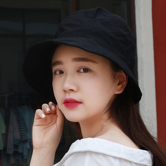 Women Summer Solid Vogue Sunscreen Bucket Hat Outdoor Casual Sports Breathable Hat