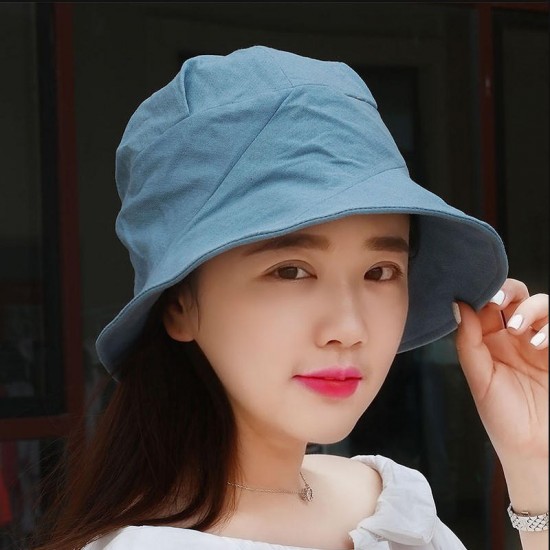 Women Summer Solid Vogue Sunscreen Bucket Hat Outdoor Casual Sports Breathable Hat