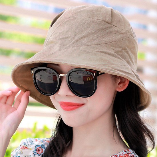 Women Summer Solid Vogue Sunscreen Bucket Hat Outdoor Casual Sports Breathable Hat