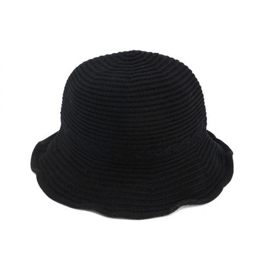 Women Summer Stripe Hollow Out Breathable Bucket Caps Folding Weave Sunshade Beach Hats