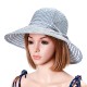 Women Summer Stripe Wide Brim Bucket Hat Casual Foldable Anti-UV Visor Beach Hat