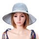 Women Summer Stripe Wide Brim Bucket Hat Casual Foldable Anti-UV Visor Beach Hat