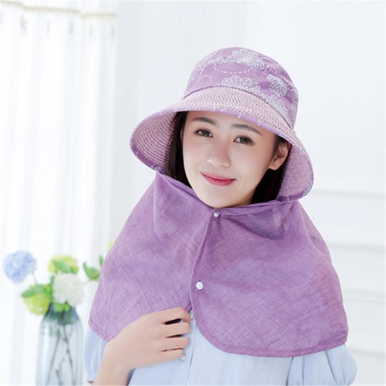 Women Summer Sun Hats With Suncreen Shawl Wide Brim Visor Beach Cap