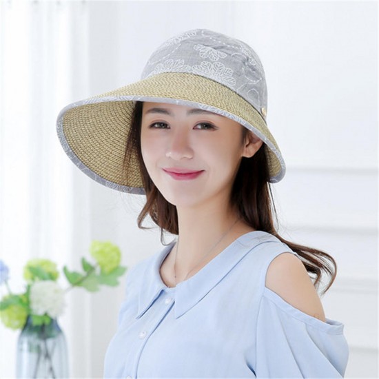 Women Summer Sun Hats With Suncreen Shawl Wide Brim Visor Beach Cap