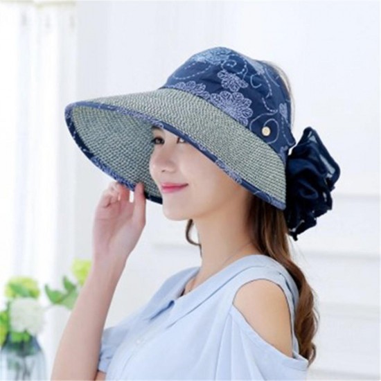 Women Summer Sun Hats With Suncreen Shawl Wide Brim Visor Beach Cap