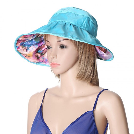 Women Summer Sun Protective Foldable Hat Anti-UV Wide Brim Outdoor Gardening Visor Cap