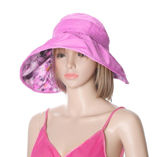 Women Summer Sun Protective Foldable Hat Anti-UV Wide Brim Outdoor Gardening Visor Cap