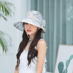 Women Summer Sunshade Lace Bucket Hat Outdoor Large Brim Sunscreen Fisherman Cap