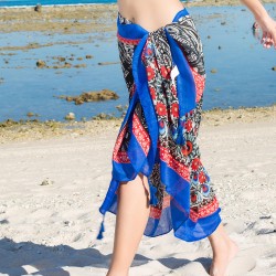 Women Summer Sunshade Silk Beach Scarf Multi-function Plus Size Shawl Swimsuit Cover Up Vacation