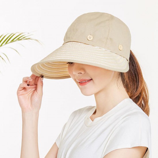 Women Summer Sunshade Sun Hat Removable Top Adjustable Outdoor Gardening Caps