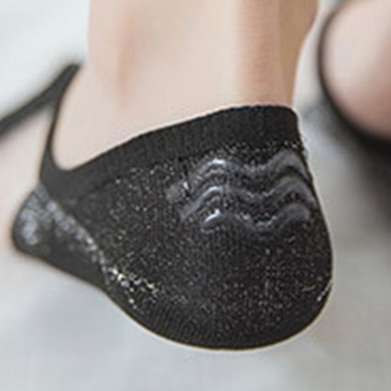 Women Summer Thin Breathable Crystal Silk Boat Socks Casual Non-slip Invisible Socks