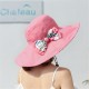 Women Summer Travel Wide Brim Visor Hat UV Protection Printing Sunshade Hat