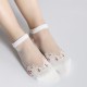 Women Summer Ultra Thin Breathable Socks Jacquard Crystal Silk Ankle Socks