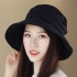 Women Summer Vintage Polyester UV Protection Bucket Cap Outdoor Large Brim Sun Fisherman Hat