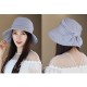 Women Summer Vintage Polyester UV Protection Bucket Cap Outdoor Large Brim Sun Fisherman Hat