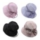 Women Summer Vintage Polyester UV Protection Bucket Cap Outdoor Large Brim Sun Fisherman Hat