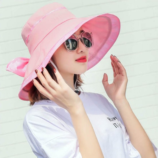 Women Summer Wide Birm Bucket Beach Cap Outdoor Sun Protection Patchwork Fishing Hat