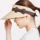 Women Summer Wide Brim Bowknot Bucket Cap Removable Top Sunshade Outdoor Straw Hat