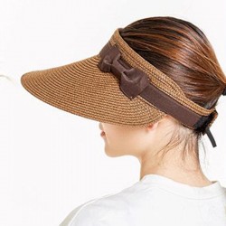 Women Summer Wide Brim Bowknot Bucket Cap Removable Top Sunshade Outdoor Straw Hat