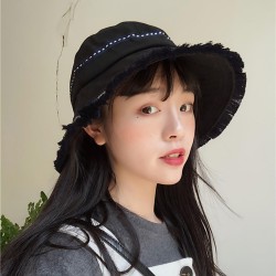 Women Summer Wide Brim Causal Basin Cap Folk-Custom Tassel Fashion Fisherman Hat