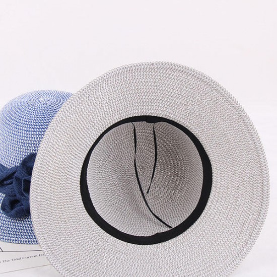 Women Summer Wide Brim Floppy Sun Straw Hat Casual Beach Sunshade Bucket Hat