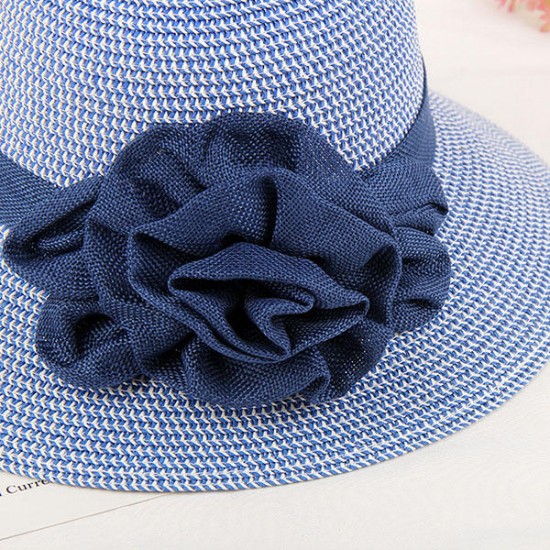 Women Summer Wide Brim Floppy Sun Straw Hat Casual Beach Sunshade Bucket Hat