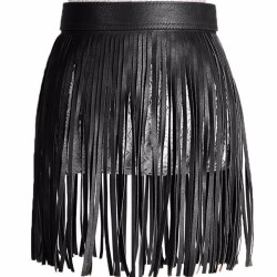 Women Tassel Fringed Belts Leather Snap Button Buckles