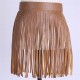 Women Tassel Fringed Belts Leather Snap Button Buckles