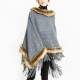 Women Tassel Solid Fur Poncho With Hood Warm Scarves Cloak Shawl Fashion Fur Hooded Shawl