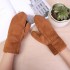 Women Thick Fur Plush Warm Gloves Solid Outdoor Elegant Mittens