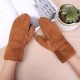 Women Thick Fur Plush Warm Gloves Solid Outdoor Elegant Mittens