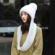 Women Thicken Siamese Knit Beanie Hat Scarf Winter Windproof Earmuffs Ski Cap