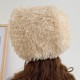 Women Thicken Warm Lambswool Plush Strap Cap Bucket Hat