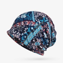 Women Thin Breathable Cotton Print Beanie Hat Outdoor Causal Windproof Beanie Hat