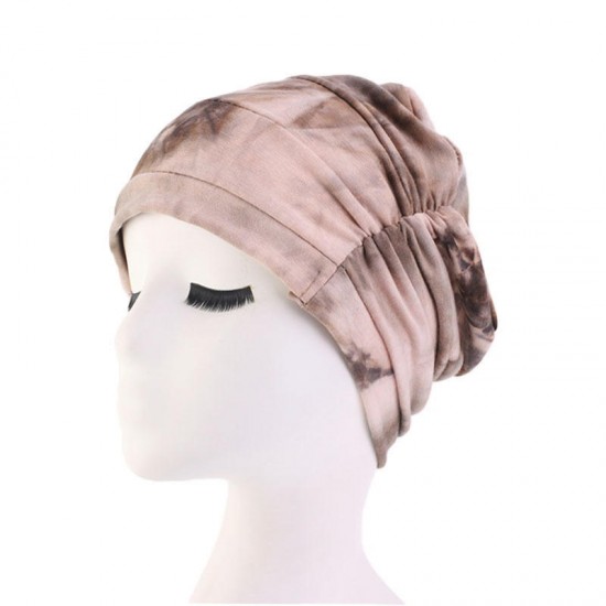 Women Tie-dye Headscarf Modal Hair Jacket Turban Hat Cotton Casual Breathable Head Cap