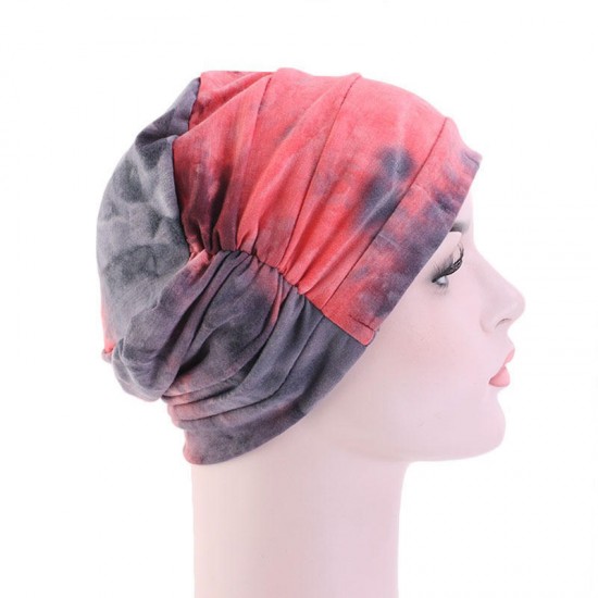 Women Tie-dye Headscarf Modal Hair Jacket Turban Hat Cotton Casual Breathable Head Cap