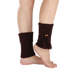 Women Twist Knitted Knee Short Boot Socks Leg Warmer High Boot Socks Flanging Crochet