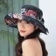 Women UV Protection Floral Bandaged Large Brim Sun Hat Vintage Lady Bucket Cap